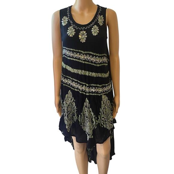Just Love Dress Women S Black Green Sequins HiLow Summer Beach Boho Artsy Casual - Picture 1 of 8